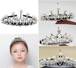 Hair Clips Glitter Crowns And Tiara For Girls Pearl Crystal Headband Wedding Flower Girl Pageant Prom Birthday Party Decoration