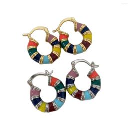 Hoop Earrings 5 Pairs Romantic Retro Colour Enamel Round Gold Ear Buckle 2023 For Womens Fashion Jewellery Accessories