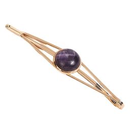 Hair Clips Barrettes Fashionable Gold Alloy Slide With Colorf Natural Gemstone Beads For Womens Drop Delivery Jewellery Hairjewelry Dhkdf