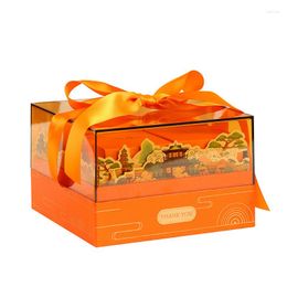 Gift Wrap Mid-Autumn Moon Cake Box Acrylic Window Portable 8-Piece Egg Yolk Crisp Packaging