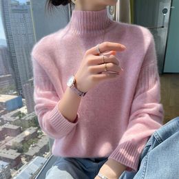 Women's Sweaters Women S Loose Fit 100 Cashmere Sweater With Half Turtleneck For Fall Winter 2023 Stylish Knitted Long Sleeve Pullover