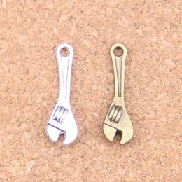 133pcs Antique Silver Bronze Plated spanner wrench tool Charms Pendant DIY Necklace Bracelet Bangle Findings 24 7mm295E