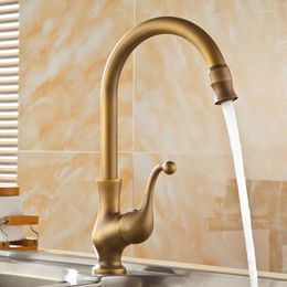 Kitchen Faucets Vidric Faucet Antique Bronze Brass Sink Single Hand High Arch Swivel Spout And Cold Wash Basin Tap H