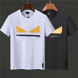 2023 summer men's T-shirt Embroidery patternyellow triangle simple zipper top loose round neck comfortable and breathable #T0255Q