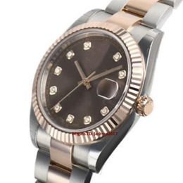 Christmas gift Original box certificate Mens Watches 41mm 126331 Mens Steel Pink Gold Chocolate Diamond Dial2991