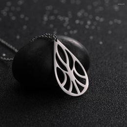 Pendant Necklaces Trendy Geometrical Waterdrop Shape Hollow Out Pattern Stainless Steel Unisex Necklace Jewellery