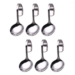 Spoons 6 Pcs Stainless Steel Curved Handle Spoon Metal Serving Dessert Scoops Olives Baby Tea