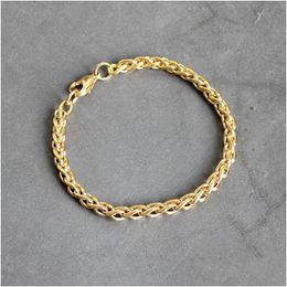 Charm Bracelets New Gold Plated Keel Chain Bracelet Fashion Jewellery For Women And Men Birthday Party Gift 4/5/6Mm Drop Delivery Dh576