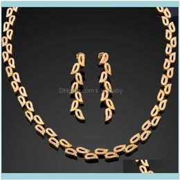 Earrings Jewelryearrings & Necklace Women Wedding Jewelry Sets Gold Color W Cz Stone Luxury 2Pcs Earring Shipment Drop Delivery 2249F