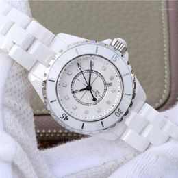 Wristwatches Ceramic Black White Ceramica Watch Men Women Fashion Simple Quartz Lady Elegant Business Dress Watches247W