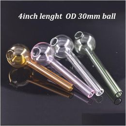 Smoking Pipes Big Size Oil Burner Glass Pipe 4Inch 30Mm Ball Tube Tobcco Herb Nails Water Hand Drop Delivery Home Garden Household S Dhdu0