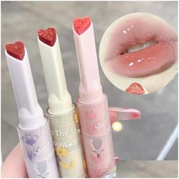 Other Health Beauty Items Lip Gloss Clear Glaze Flower Love Jelly Mirror Lipstick Waterproof Non-Stick Cup Transparent Korea Makeup Wh Dhti1