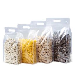 wholesale Transparent Plastic Food Packaging Self seal Bag Handle Portable Sealed Storage Candy Grains Tea Nut Dried Fruit