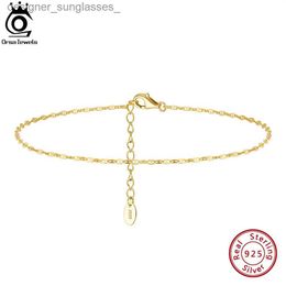 Anklets ORSA JEWELS 925 Sterling Silver Mariner Chain Anklets Fashion Women Summer 14K Gold Foot Bracelet Ankle Straps Jewelry SA24L231004