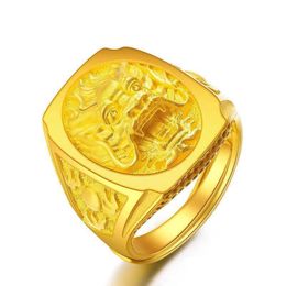 Cluster Rings 18K Yellow Gold For Men Three Nsional Dragon Domineering Shaped Finger Ring Engagement Fine Jewellery Gifts Drop Delivery Dhbdd