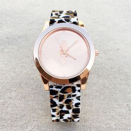 Brand Watches Women Men Unisex clover 3 Leaves leaf style Silicone Strap Analogue Quartz Wrist watch AD142452