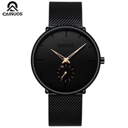 CAINUOS Fashion Mens Watches Top Quartz Watch Men Casual Slim Mesh Steel Waterproof Sport Watch Relogio Masculino208x