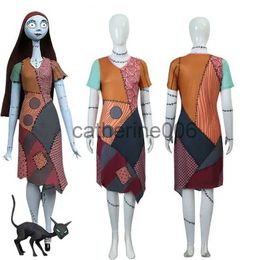 Special Occasions Halloween Horror Cosplay Nightmare Before Christmas Anime Girl Costume Props Sally Skelington Cosplay Dress Halloween Party Set x1004