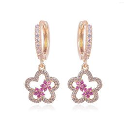 Dangle Earrings Small Round Drop Female Inlaid Stones Shiny Multiple Colours Exquisite And High-Quality