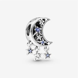 Star & Crescent Moon Charms Fit Original European Charm Bracelet Fashion Women Wedding Engagement 925 Sterling Silver Jewelry Acce285P