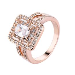 With Side Stones Selling Rose Gold Ring For Women Fashion Jewelry Nickel Bridal Wedding Rings Women's Day Present F269k