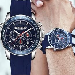 Wristwatches OCHSTIN Man WristWatch Chronograph Sport Men Watch Military Army Top Blue Rubber Band Classic Male Clock Gift 61252681