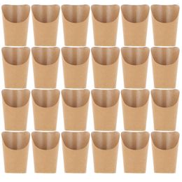 Disposable Cups Straws 100 Pcs Kraft Paper Cup French Fry Holder Chip Fryers Dessert Container Ice