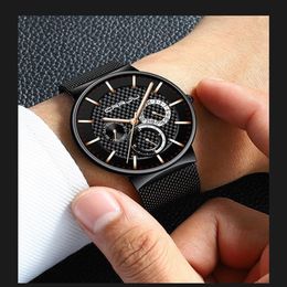 Mens Watches Lige Fashion Top Brand Luxury Quartz Watch Men Casual Slim Mesh Steel Date Waterproof Sport Watch Relogio Masculino Y259s