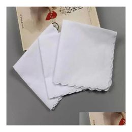 Handkerchief 300 Pcs Cotton Handkerchiefs Towels Cutter Diy Blank Scallop Party Decoration Cloth Napkins Craft Vintage Hanky Oman We Dhsyw