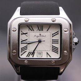 Wristwatches Men 100 XL Stainless Steel Rose Gold Sport Limited Edition Black Rubber Silver White Quartz Date Watches234E