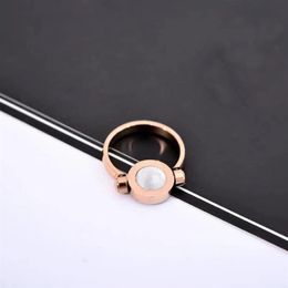 High-quality rose gold double-sided rotation With Side Stones Rings Fashion lady creative flip ring Send original gift box225E