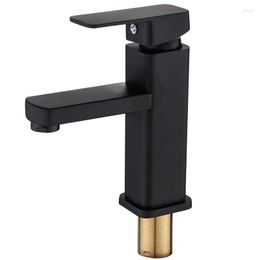 Bathroom Sink Faucets Black Square Single Hole Faucet Basin Cold And Washbasin Refined Copper Paint