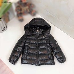 Pure Black baby Down Jackets child Winter Warm clothing Size 100-150 CM White logo printing hooded jacket for boys girl Oct05