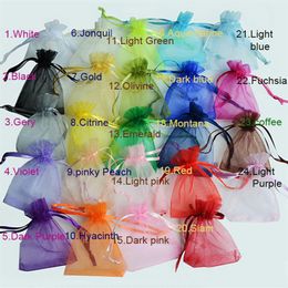100pcs 7x9 9x12 10x15 13x18CM Organza Bags Jewellery Packaging Bags Wedding Party Decoration Drawable Bags Gift Pouches 24 colors2986