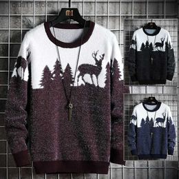 Men's Sweaters Autumn Winter Mens Knitted Animal Sweater Casual Christmas Tree Deer Pullover Vintage Slim Fit Sweaters Male Clothes Top T231003