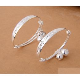Charm Bracelets New Gift 2Pcslot Baby Kid Bell Bangle Bracelet English Letter1093031 Drop Delivery Jewellery Dhond