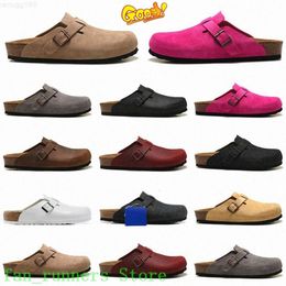 Boston Clogs Designer Sandals men women slide slippers Soft Footbed Clog Suede Leather Buckle Strap Shoes Unisex Woody Outdoor Indoor Black Pink C63m#UI