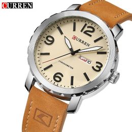 CURREN Men's Watch Leather Strap Quartz Wristwatch Casual Business Date Waterproof Male Clock Relogio Masculino Montre Homme258k