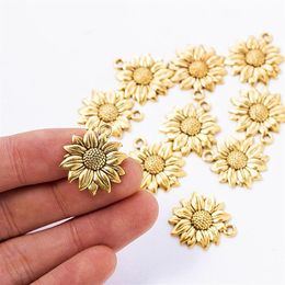 30 Pcs Charms Gold Sunflower DIY Pendant Necklace For Women Fashion Aesthetic Accessories Classic Female Jewelry Making Supplies299j