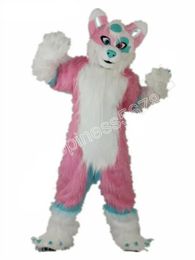 2024 Performance Pink Fox Wolf Mascot Costumes Cartoon Character Outfit Suit Carnival Adults Size Halloween Christmas Party Carnival Dress suits