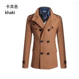 Men's Trench Coats 2024 Windbreaker Autumn And Winter Lapel Woollen Coat Double Breasted To Keep Warm