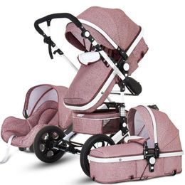 High Landscape Baby Stroller 3 in 1 Mom Stroller Luxury Travel Pram Carriage Basket Baby Car Seat and Carrito272B