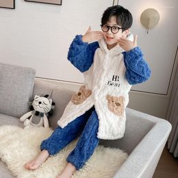 Women's Sleepwear Spring Autumn Winter Pajamas Set For Kid Children Long Robe Boy Home Wear Comfortable Warm Suit Bathrobe