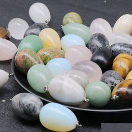 Pendant Necklaces 20X30Mm Egg Shaped Natural Crystal Agate Semi Precious Bird Semi-Finished Diy Necklace Accessories Drop Delivery Jew Dh9Gr
