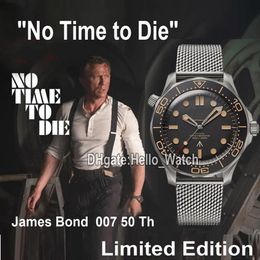 GDF New Diver 300M 007 James Bond 50th No Time to Die Black Dial Miyota 8215 Automatic Mens Watch 210 90 42 20 01 001 Mesh Strap W291w