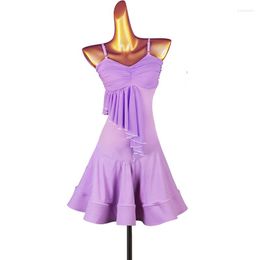 Stage Wear Profession Latin Competition Dance Skirt Women Purple Sexy Dancing Dress Adult Standard Rumba Samba