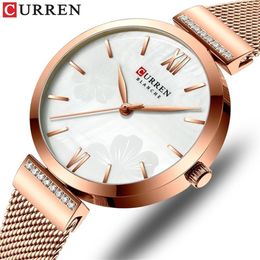 CURREN Watches Women's Simple Fashion Quartz Watch Ladies Wristwatch Charm Bracelet Stainless Steel Clock relogios feminino 2277f