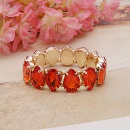 Charm Bracelets Orange Colorful Rose Glass For Woman Bohemian Exaggeration Spring Crystal Bangle Madera Bride Wedding Pulseira