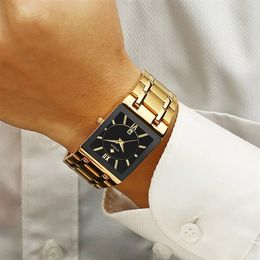 WWOOR Watches Mens Top Brand Luxury Gold Square Wrist Watch Men Business Quartz Steel Strap Waterproof Watch relojes hombre 2020 C3066