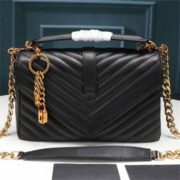 College Chain Shoulder Envelope Woc Bag Women Handbags Fashion Luxury Bags Black Calfskin Classic Diagonal Stripes Quilted Double Flap Medium i7GU#